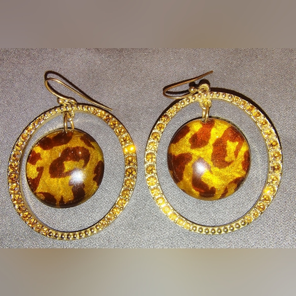 Leopard Print Gold Hoop Earrings